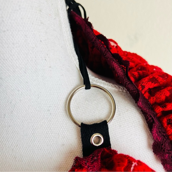 Disco X Lux OOAK Red Wedding Sequin 4 Piece Ruffle Skirt & Arm Warmers Set - Picture 10 of 11